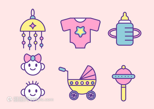 母婴用品图标 温馨、安全与便捷的视觉语言